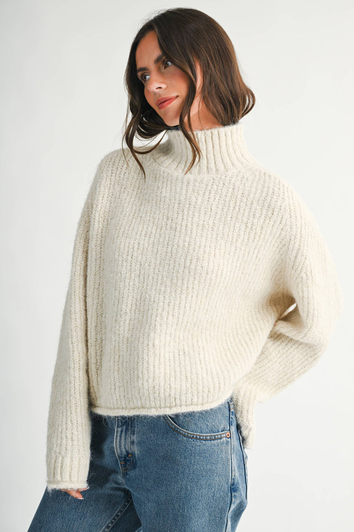 Mock Neck Sweater: Almond Milk