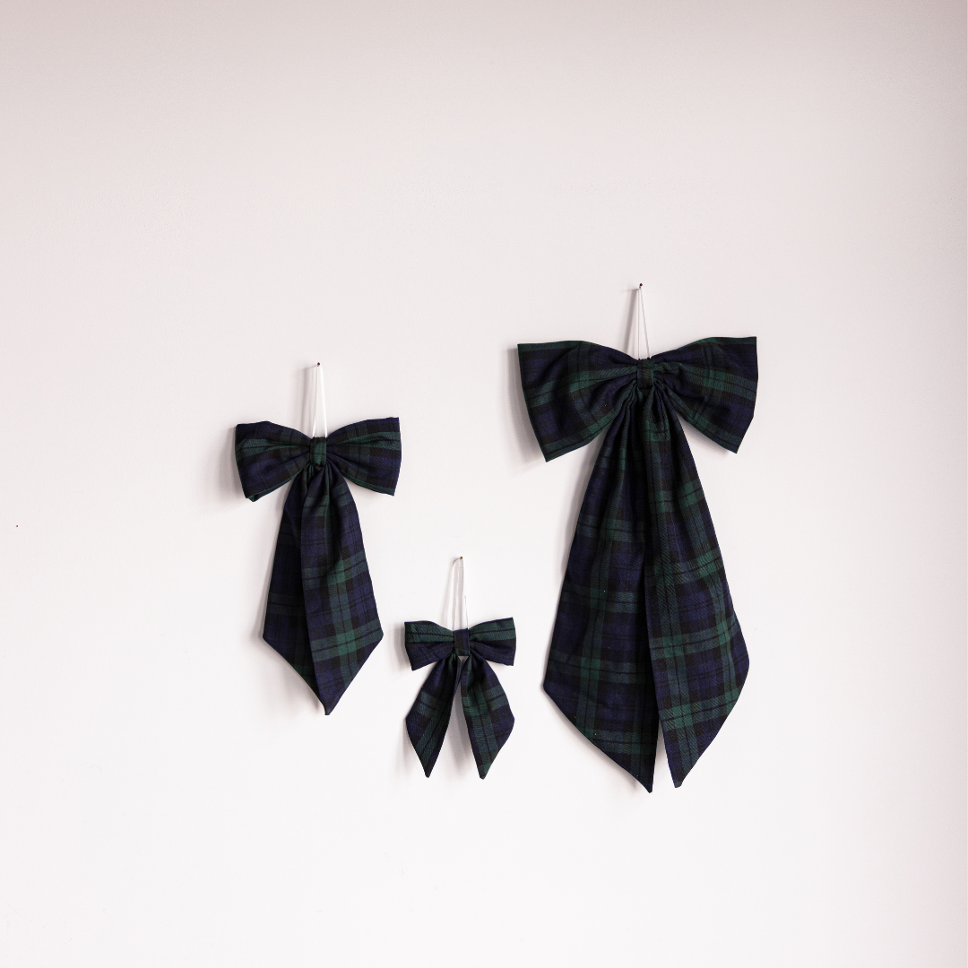 Plaid Green Fabric Bows: Small