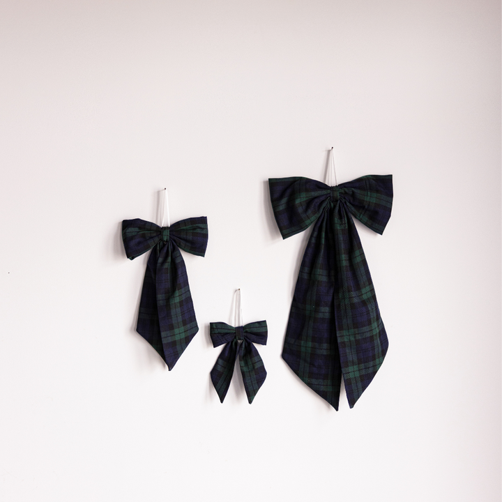 Plaid Green Fabric Bows: Large