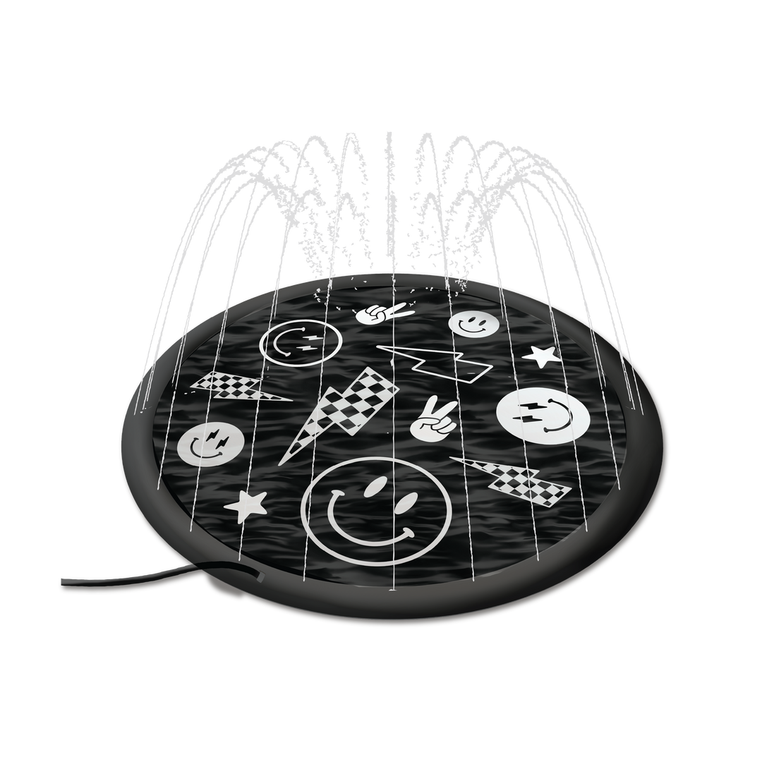 Sprinkler Splash Pad for Kids: Monochrome Smiley