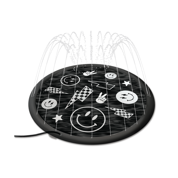 Sprinkler Splash Pad for Kids: Monochrome Smiley