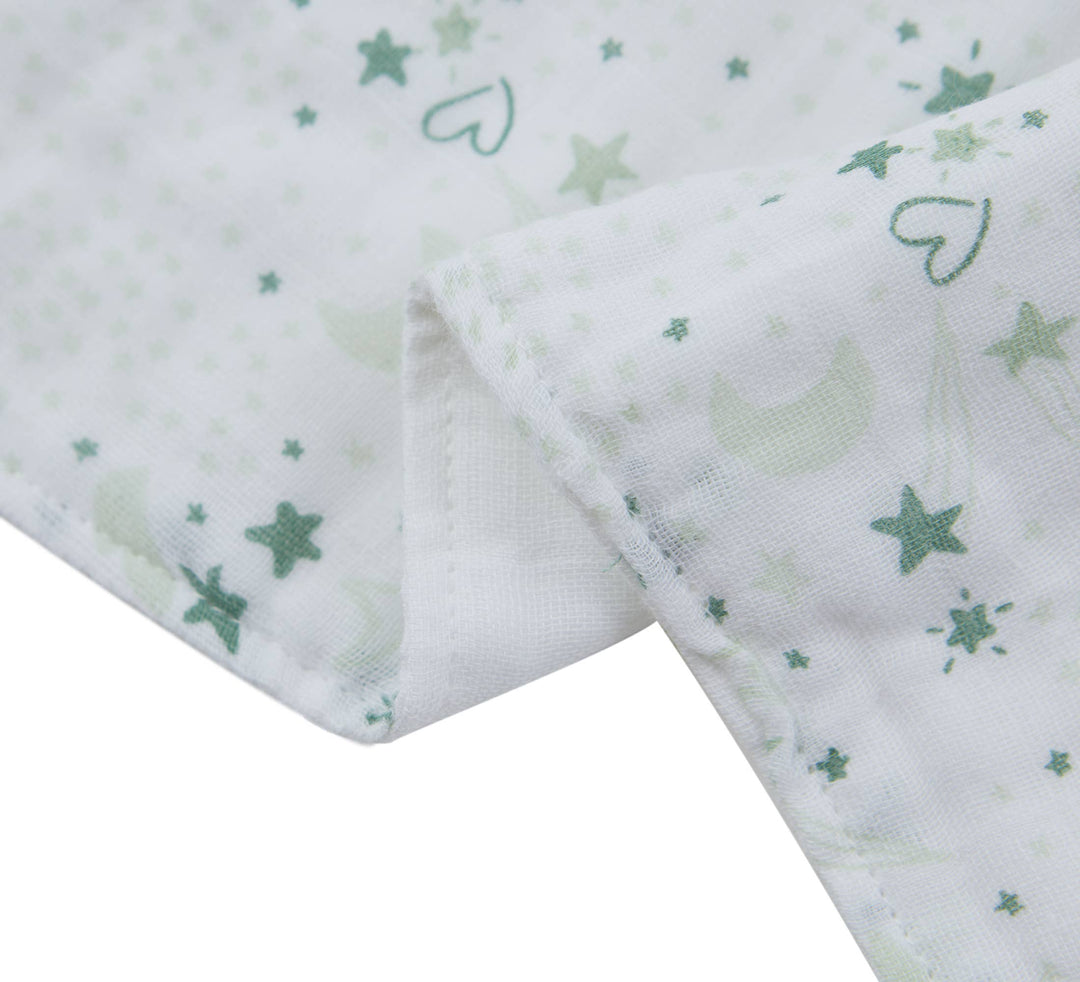 3 Pc Pack Muslin Bandana Bibs One Size- Green