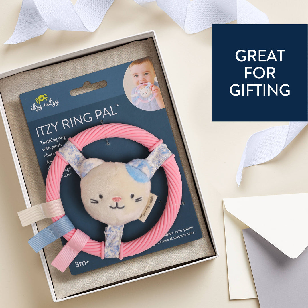 Itzy Ring Pal™ - Teething Ring with Plush Character: Pink Kitty
