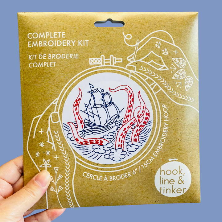 Kraken and Ship Complete Embroidery Kit