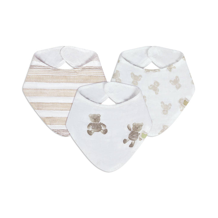 3 Pc Pack Muslin Bandana Bibs One Size- Beige