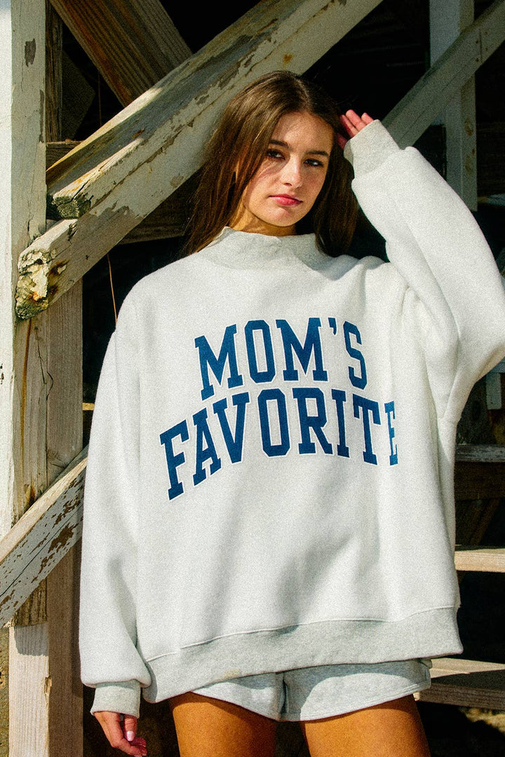 Dad's Favourite Reversible Mock-Neck Sweatshirt: HEATHER GREY