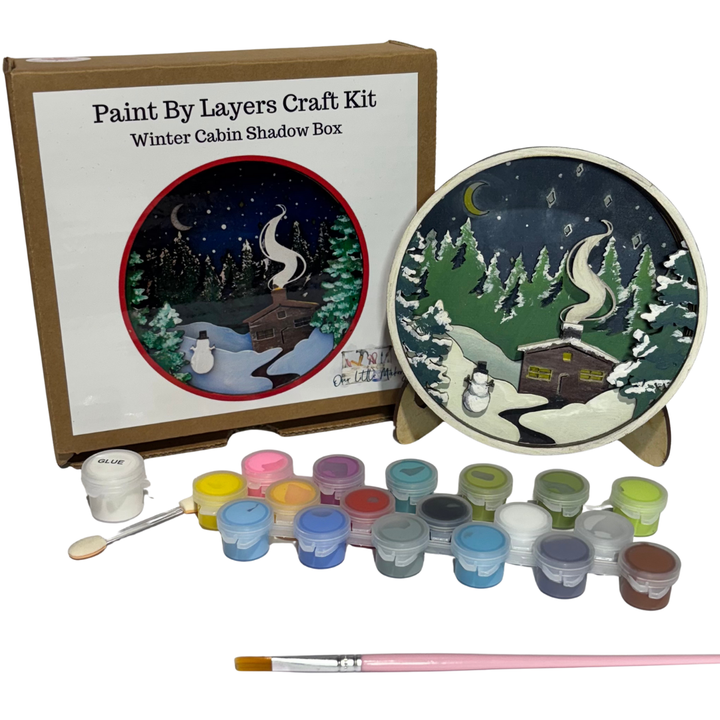 Winter Cabin Shadow Box Kit