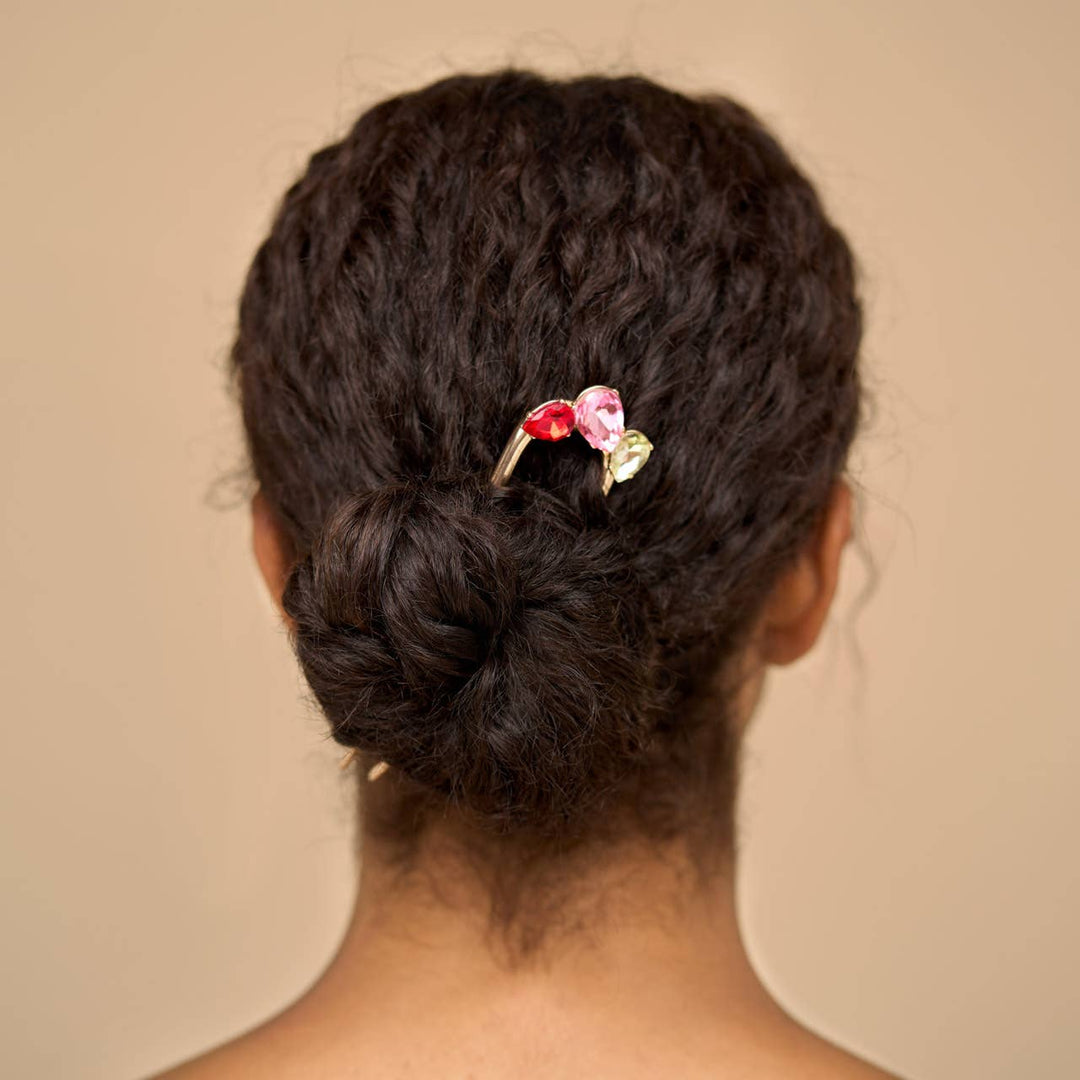 Holiday Gemstone French Hair Pin