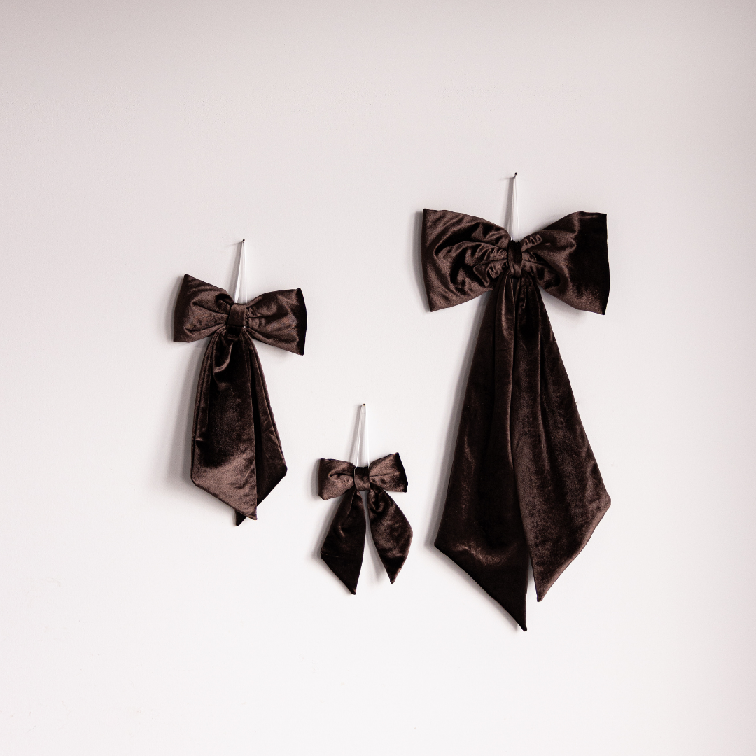 Brown Velvet Fabric Bows: Large