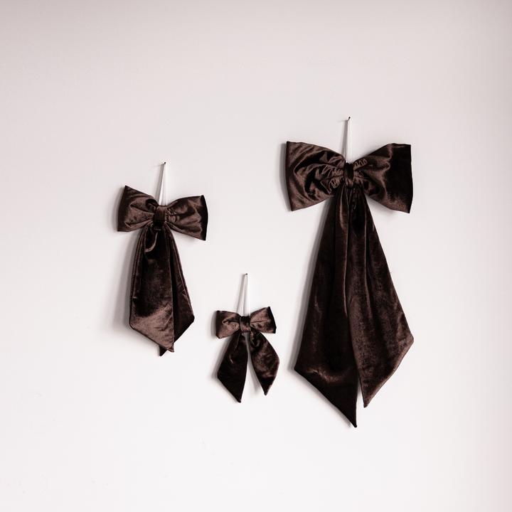 Brown Velvet Fabric Bows: Large