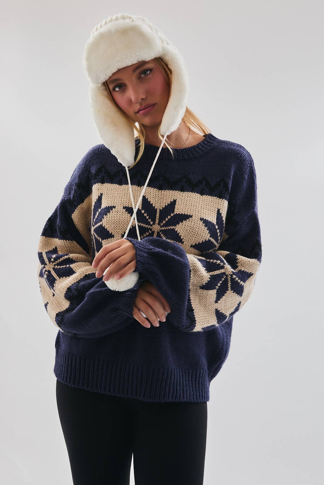 Nordic Knit Sweater - Navy