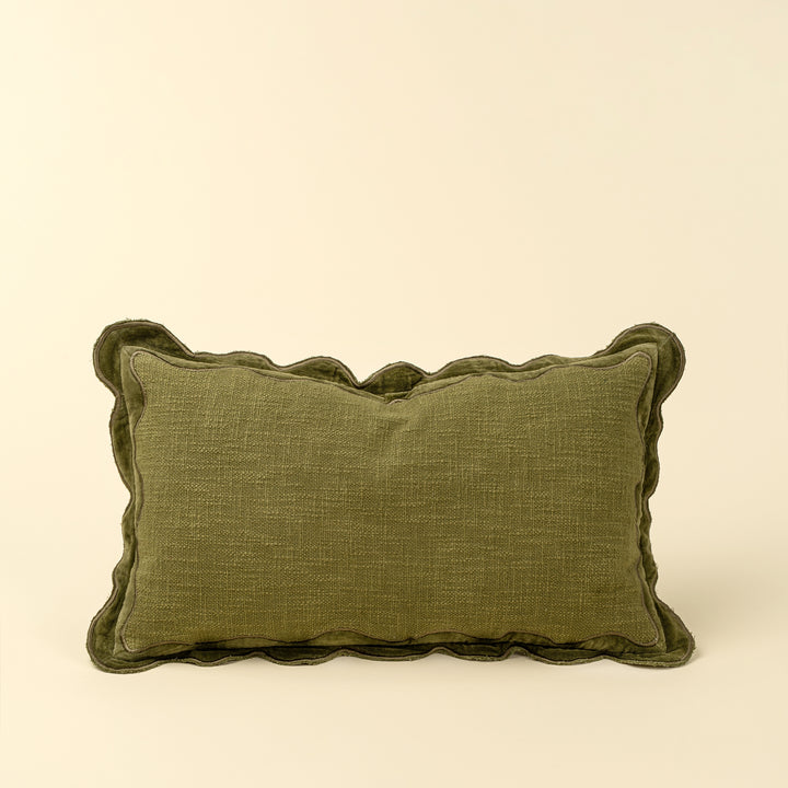 21x12 Velvet Scallop Pillow- Moss