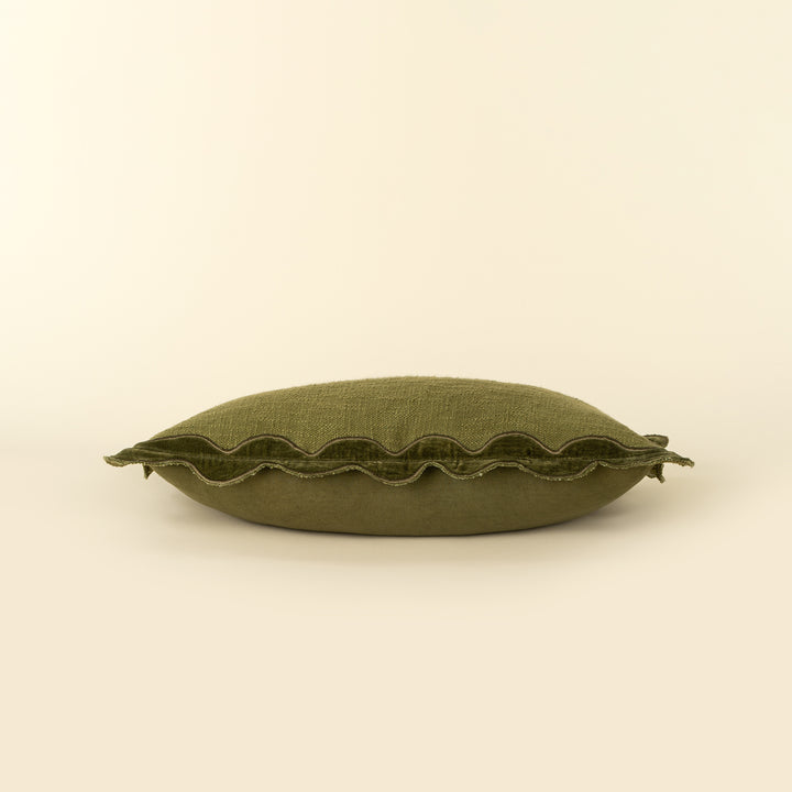 21x12 Velvet Scallop Pillow- Moss