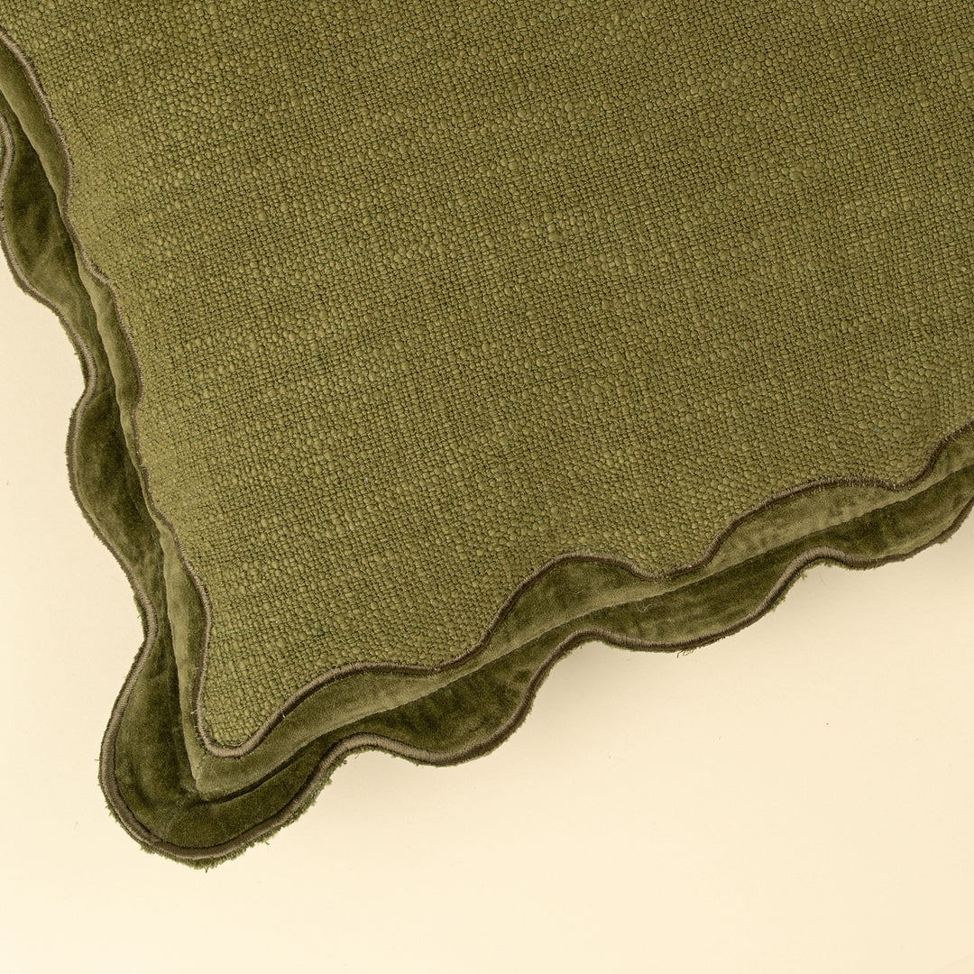 21x12 Velvet Scallop Pillow- Moss