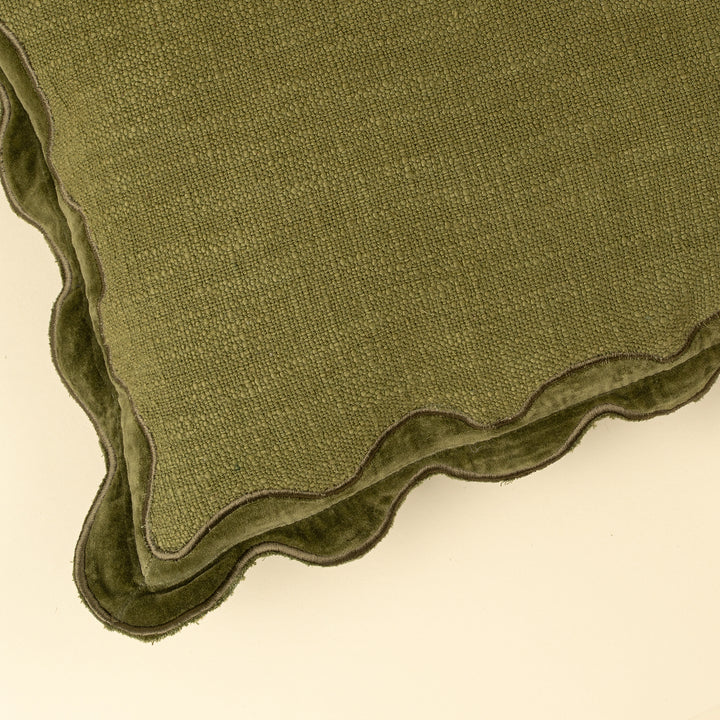 21x12 Velvet Scallop Pillow- Moss