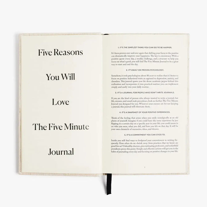 The Five Minute Journal Black - Daily Guided Gratitude