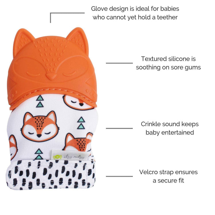 Itzy Mitt™ Silicone Teething Mitts: Fox