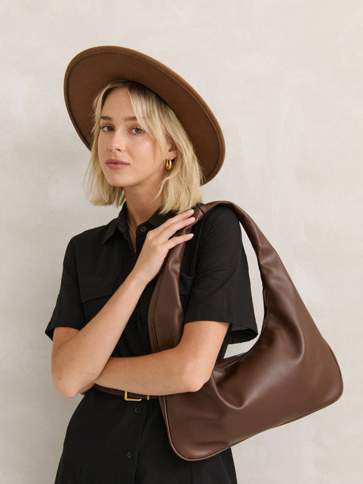 Shoulder Hobo Bag - Brown