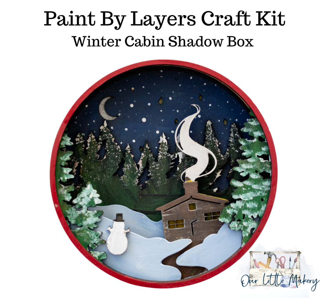 Winter Cabin Shadow Box Kit
