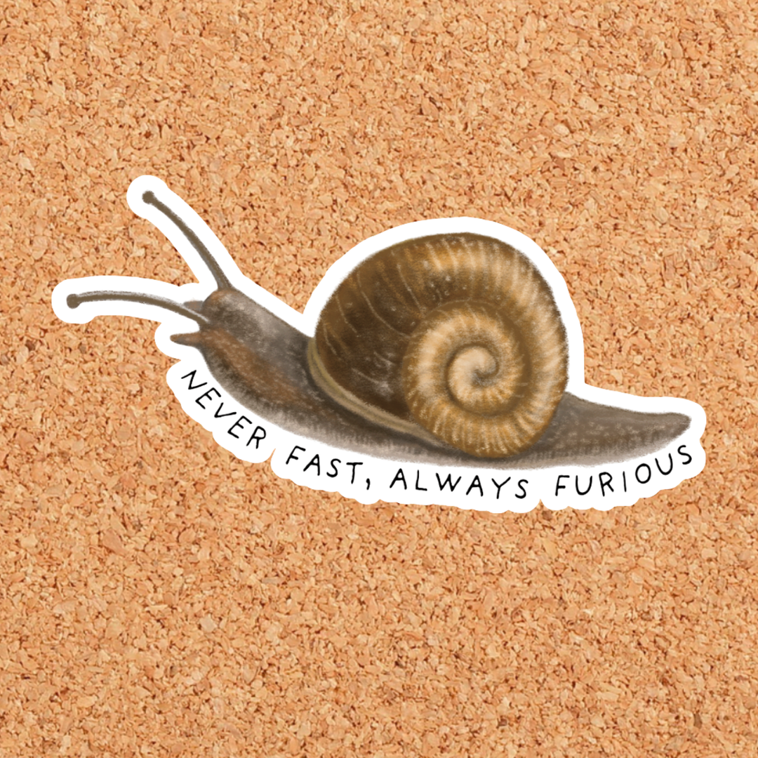 Never Fast Always Furious Snail Vinyl Sticker: Without Backer Card