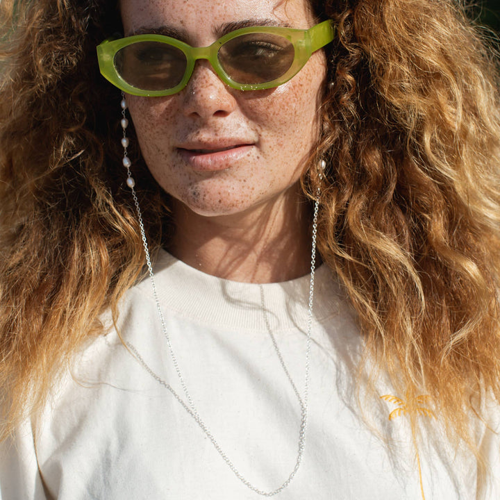 Ana Dainty Sunglass Chain: Silver Plated