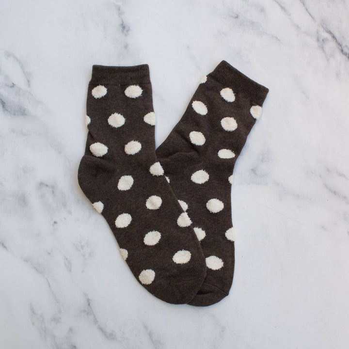 Polka Dot Socks - Brown