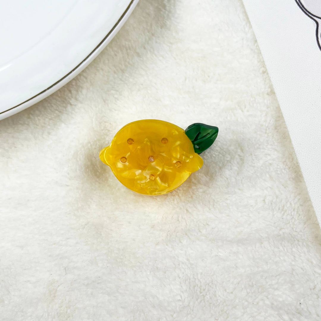 Acetate Fruit Mini Claw Clip: Lemon