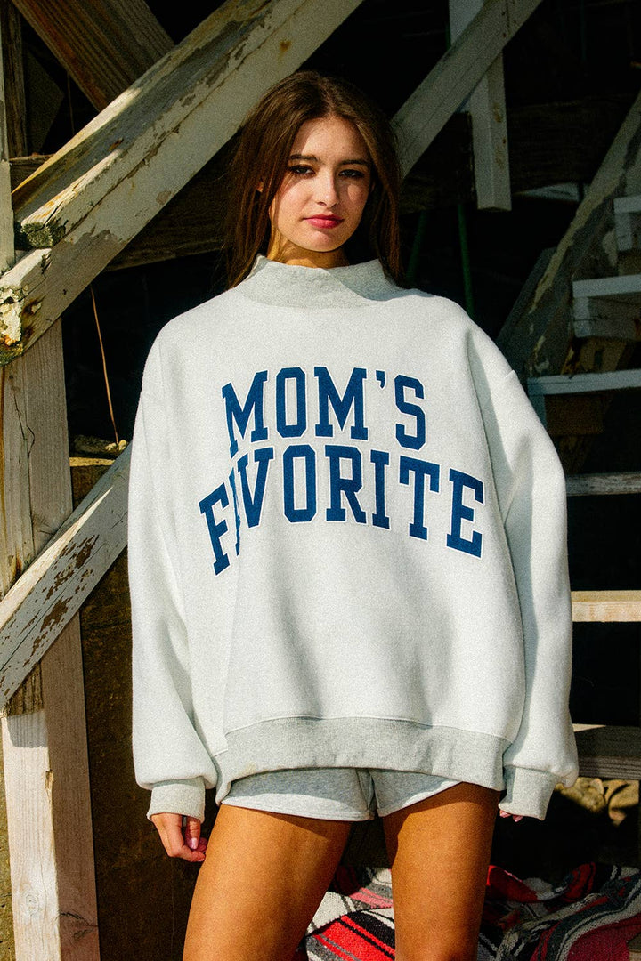 Dad's Favourite Reversible Mock-Neck Sweatshirt: HEATHER GREY