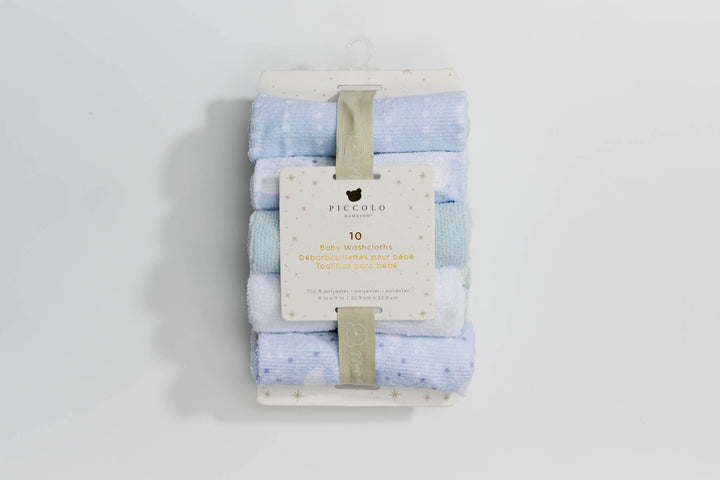10 Pack Washcloths One Size | 9" X 9"- Blue