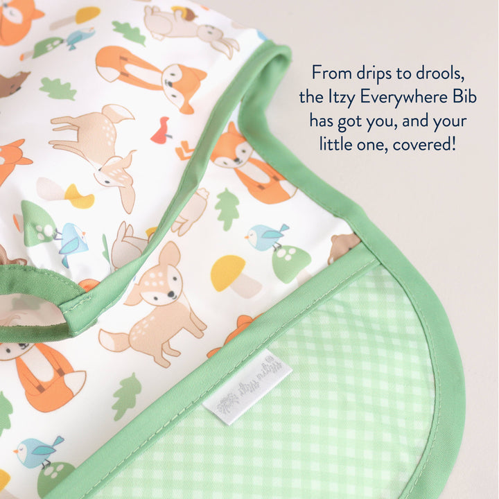 Itzy Everywhere Bib™ - Long Sleeve Water-resistant Bib: Woodland