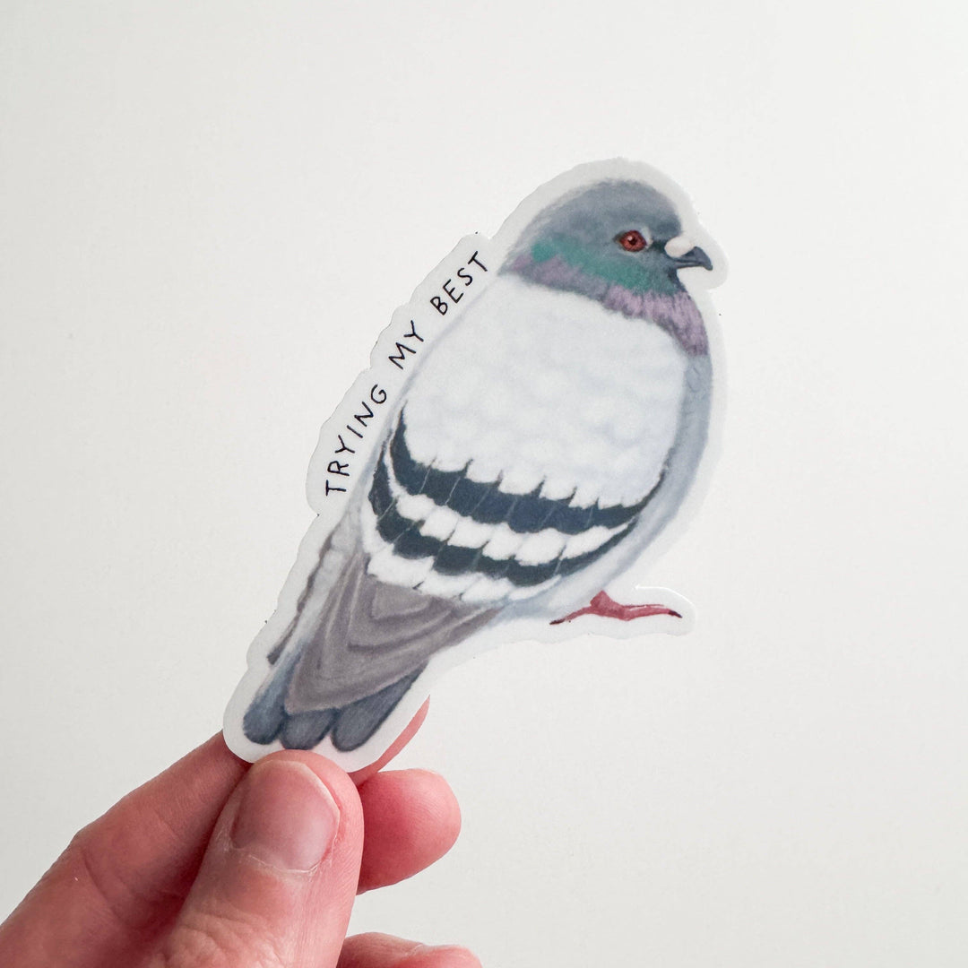 Trying My Best Pigeon Sticker: Without Backer Card