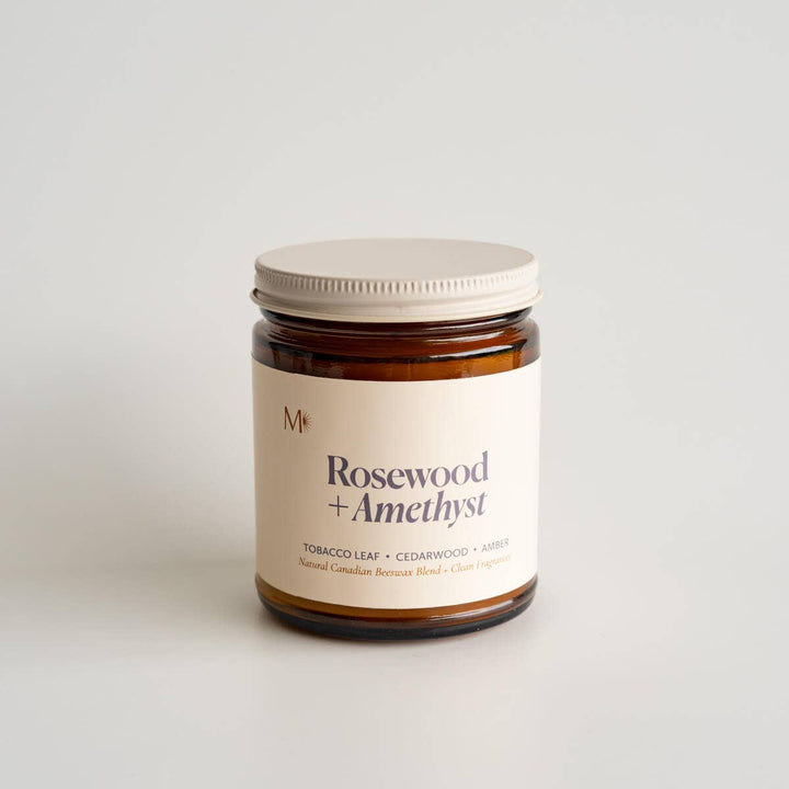 Rosewood + Amethyst |Beeswax Candle