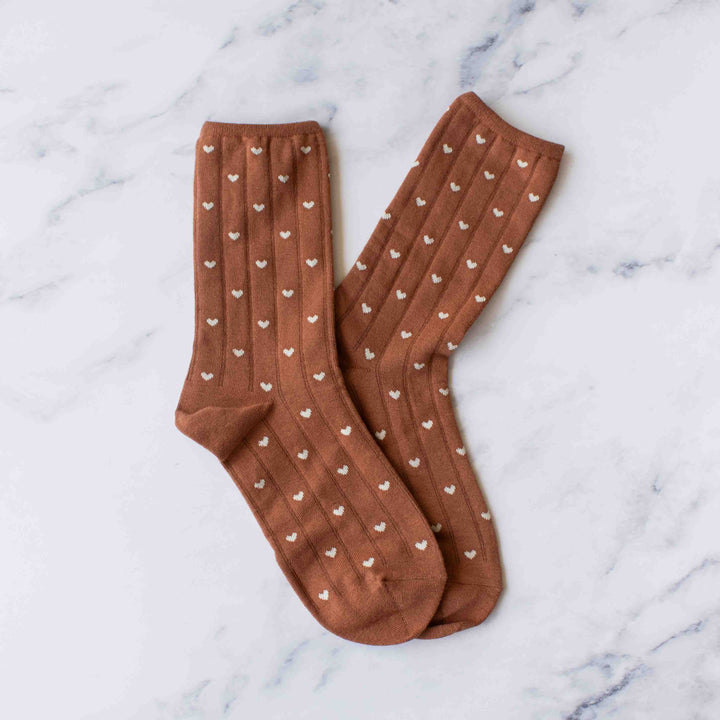 Heart Socks - Rust