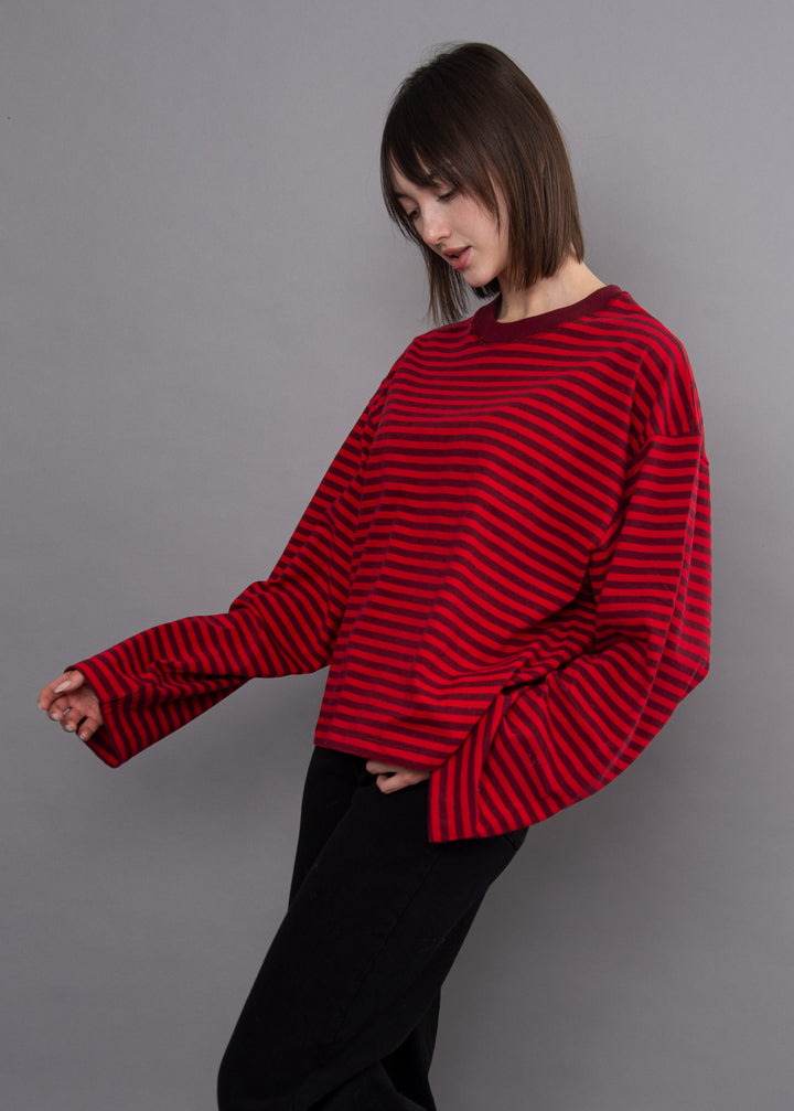 Reggi Long Sleeve Tee- Red/Burgandy