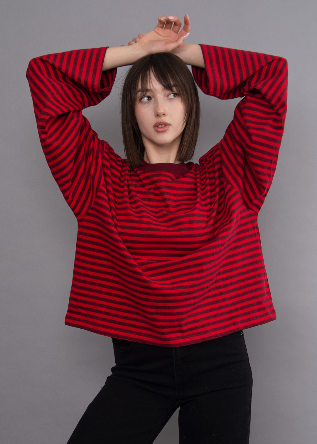 Reggi Long Sleeve Tee- Red/Burgandy
