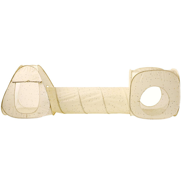 Kids 3-in-1 Play Tent & Tunnel Set with Recycled Fabric: Gingham Beige