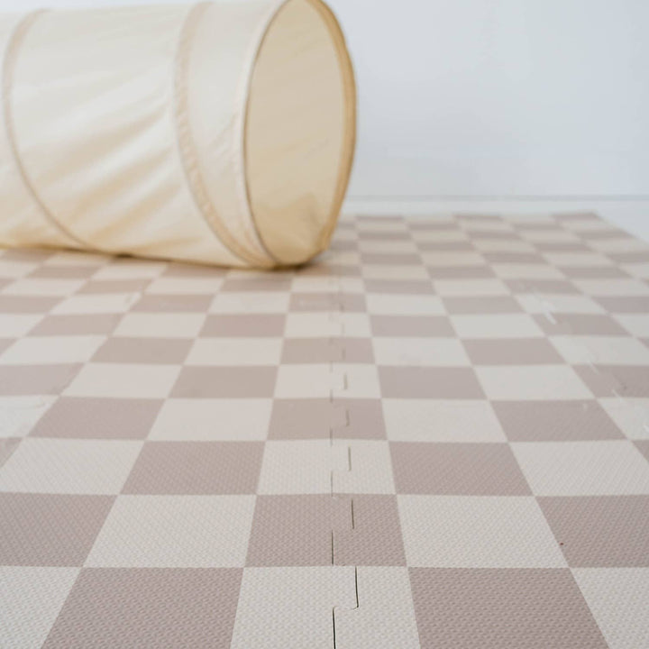 Baby & Kids EVA Foam Puzzle Play Mat: Checkerboard Beige