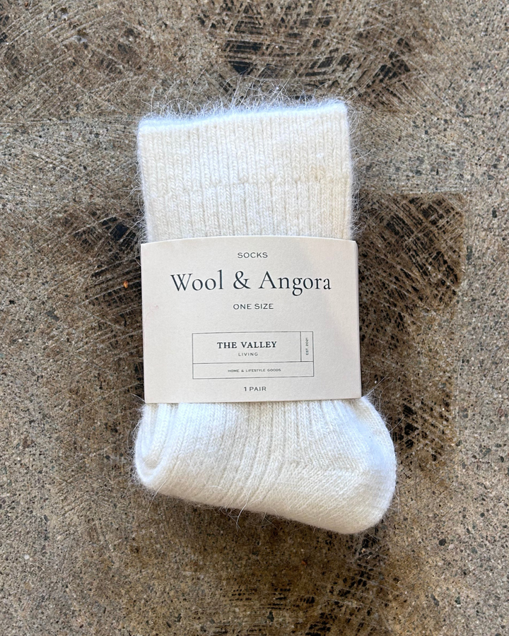 Women's Wool & Angora Crew Socks – Natural Cream