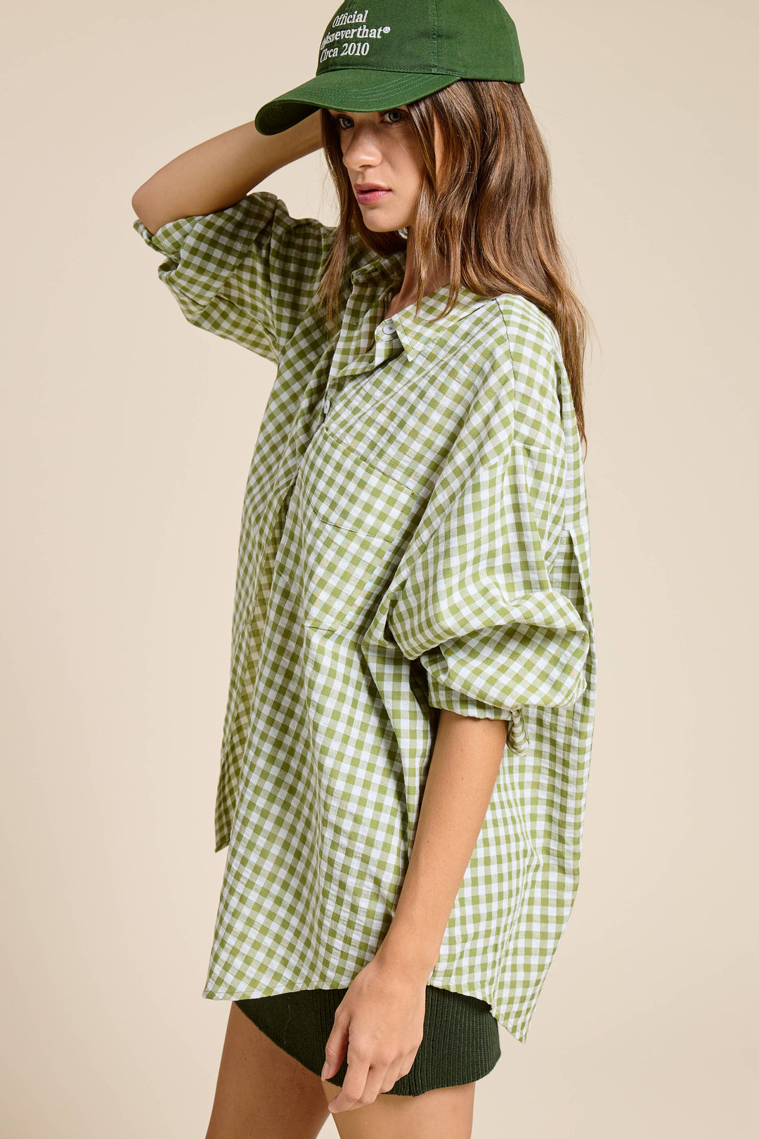 Matcha Gingham Button Down