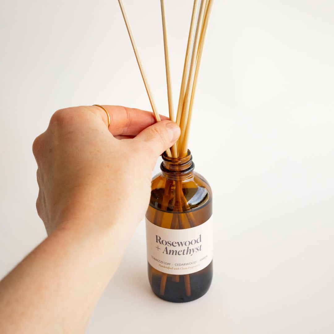 Rosewood + Amethyst | Clean Reed Diffuser: Diffuser Set (with box + reeds)