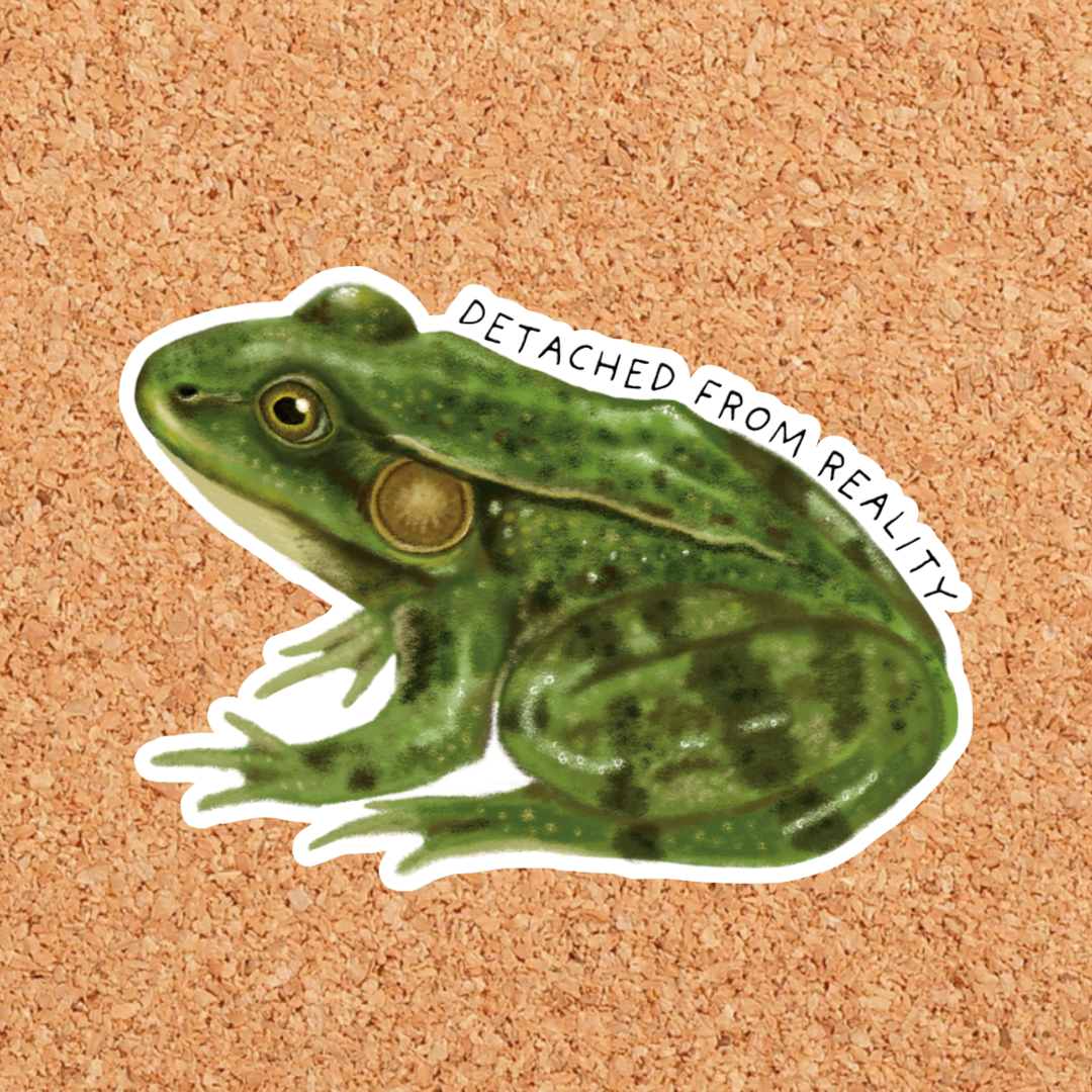 Detached from Reality Green Frog Vinyl Sticker: With Backer Card