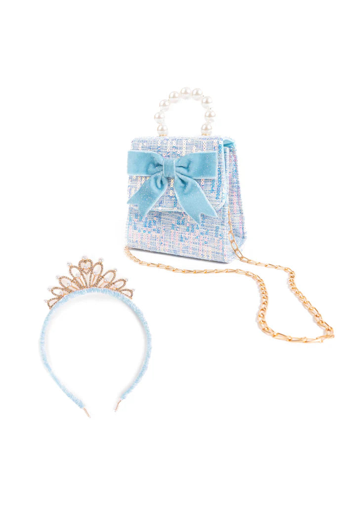 The Mademoiselle Mini- Purse + Headband- Blue
