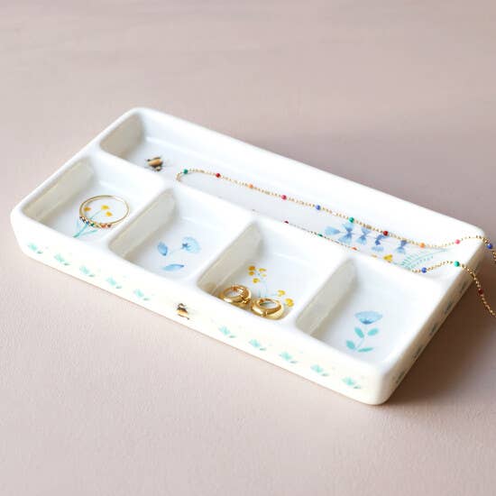 Floral Trinket Tray: Cornflower Blue
