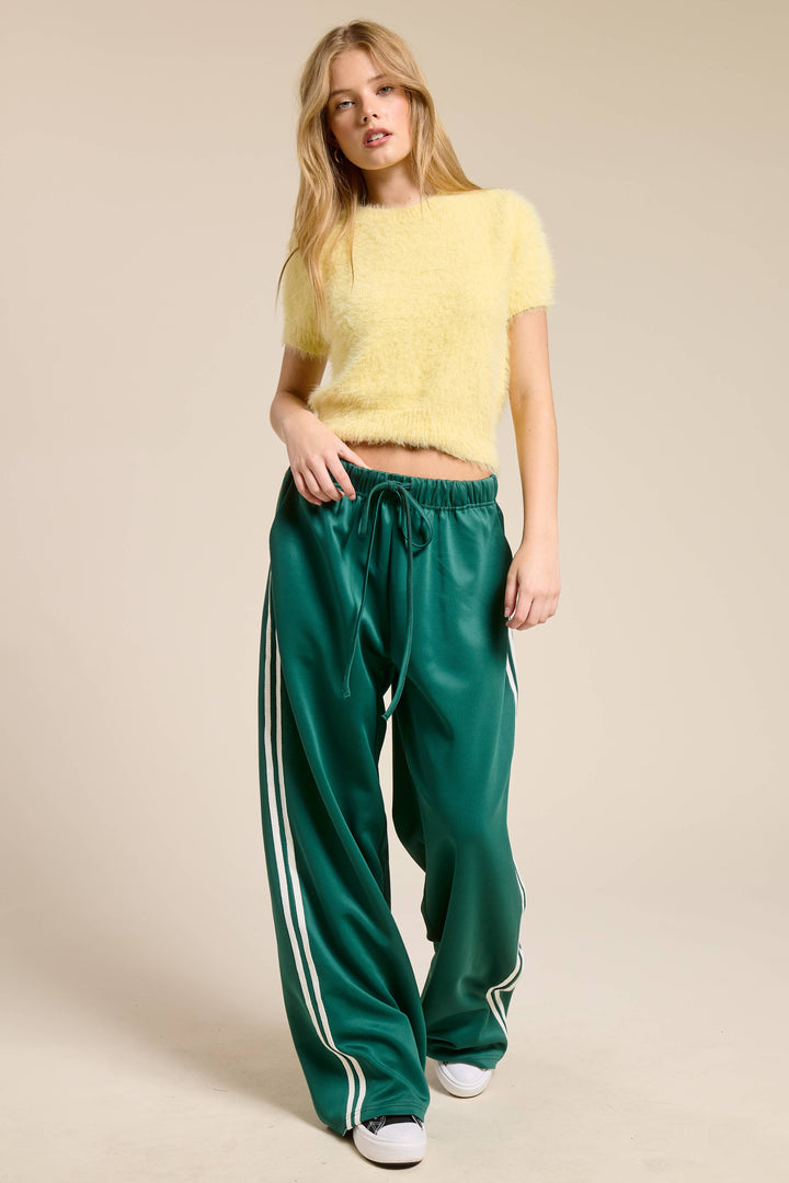 Wide Leg Track Pants-Pine