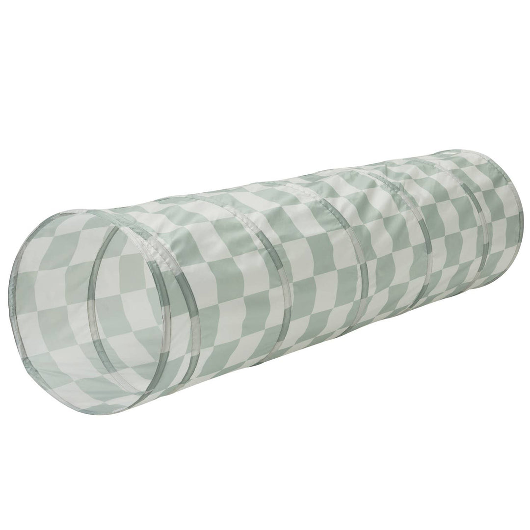 Kids Play Tunnel with Recycled Fabric: Checkerboard Green