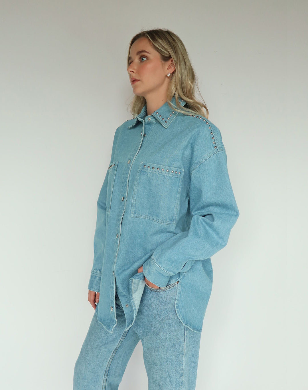 Shania Denim Jacket - Vintage Studded Blue
