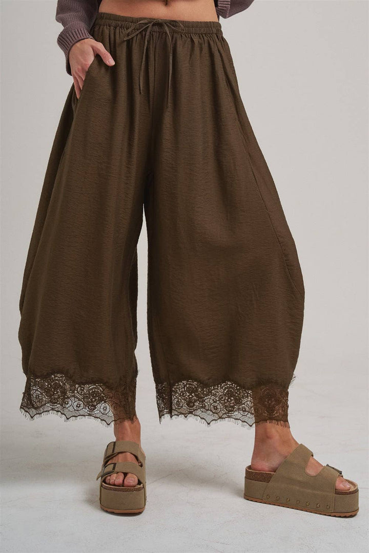 Balloon Pant with Lace: Vintage Mocha