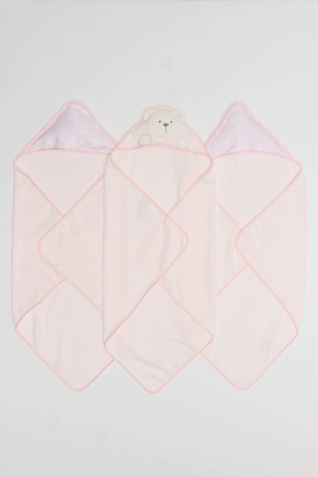 3 Pack Hooded Towels One Size |  28" X 28"- Pink