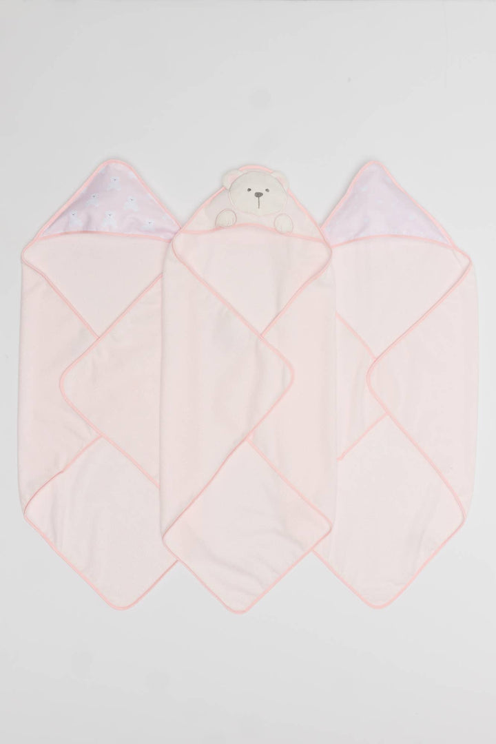 3 Pack Hooded Towels One Size |  28" X 28"- Pink