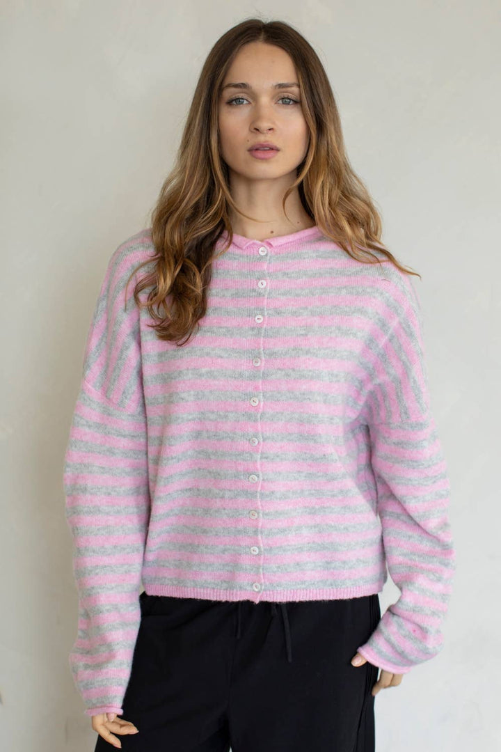 Piper Cardigan - Pink Stripe